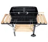 A charcoal grill with wooden side tables and a lower shelf, shown from a top-down perspective against a white background. Produktbild-Vorschau