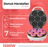 A donut maker with donuts inside and text describing its features. Podgląd zdjęcia produktu