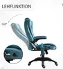 A teal office chair is shown reclined, with an inset showing a close-up of a control lever. Náhľad obrázku produktu
