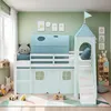 Homestyle4u Kinder Hochbett 90x200 Rutsche Vorhang Tunnel Produktbild-Vorschau 3
