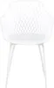 A white chair with a diamond pattern on the back and seat, shown from the front. Voir les images du produit