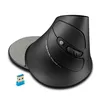 A black vertical mouse with a gray palm rest and a small blue USB dongle, shown on a white background. Produktbild-Vorschau