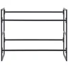 A black metal shelving unit with three shelves, shown against a white background. Náhľad obrázku produktu