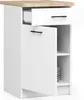 A white kitchen cabinet with a wooden countertop. Náhľad obrázku produktu