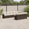 10-tlg. Garten-Sofagarnitur - mit Kissen Braun Poly Rattan Produktbild-Vorschau 1