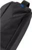 A close-up view of the top corner of a black fabric bag with a blue accent and a black strap. Produktbild-Vorschau