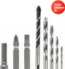 A collection of drill bits and screwdriver bits arranged in a line against a white background. Produktbild-Vorschau