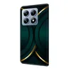 A product shot of a phone case with a dark green and gold abstract design. Produktbild-Vorschau