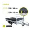 Bâche Xstrong Pro 300 de 370 × 220 cm adaptée à une remorque d'environ 330 × 180 cm Voir les images du produit