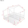 A diagram of a white children's bed with dimensions indicated by red lines and numbers. Produktbild-Vorschau