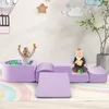 Two babies playing with soft foam blocks and a ball pit in a nursery or playroom. Produktbild-Vorschau