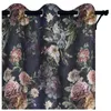A close-up view of a dark floral patterned curtain hanging from a curtain rod. Produktbild-Vorschau