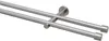 A double curtain rod made of metal with a silver finish, mounted on a white background. Produktbild-Vorschau
