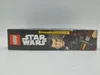 The side of a LEGO Star Wars box featuring the LEGO logo, Star Wars logo, and an illustration of Chirrut Îmwe. Podgląd zdjęcia produktu
