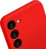 A close-up view of the back of a red smartphone case, showing the camera lenses and a small circular flash. Voir les images du produit