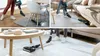 Collage of images showing a cordless vacuum cleaner being used in different home settings. Produktbild-Vorschau