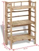 A three-tiered bamboo shelf unit is shown against a white background with measurement indicators. Anteprima dell’immagine prodotto