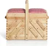 Valigetta da cucito pieghevole in legno con rivestimento in Anteprima dell’immagine prodotto 1