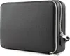 A black leather clutch bag with a textured surface and silver zippers. Produktbild-Vorschau