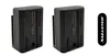 Two black battery packs are shown side-by-side with a white background. A black and white logo is to the right of the batteries. Produktbild-Vorschau