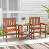 A wooden bistro set with two chairs and a table on a deck. Náhled obrázku produktu