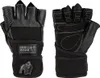 A pair of black weightlifting gloves shown from the front and back. Produktbild-Vorschau