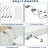 Collage of four images showing the assembly steps for a bathtub shower stool. Voir les images du produit