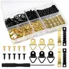 Set mit 252 Metall-Bilderhaken, schwarz und gold. Produktbild-Vorschau 1