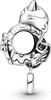 A silver charm shaped like a cat curled around a circular opening, with a small dangling piece below. Náhľad obrázku produktu