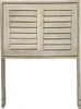 A white wooden headboard with two shuttered panels. Produktbild-Vorschau