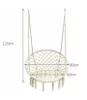 A macrame hanging chair with dimensions indicated. Produktbild-Vorschau