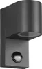 A gray outdoor wall light with a motion sensor. Produktbild-Vorschau