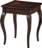 A dark brown wooden side table with curved legs and a patterned top. Anteprima dell’immagine prodotto