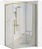 A modern shower cabin with marble-like walls and gold fixtures. Náhľad obrázku produktu