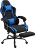 A black and blue gaming chair with a footrest. Anteprima dell’immagine prodotto