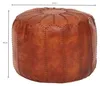 WOHNLING Sitzhocker Echtleder Braun 52 x 40 x 52 cm Produktbild-Vorschau 3