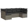 6-tlg. Garten-Sofagarnitur mit Kissen Grau Poly Rattan Produktbild-Vorschau 1