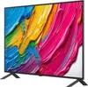 A flat-screen television with a colorful abstract image displayed on its screen, resting on its stand. Produktbild-Vorschau