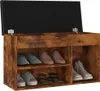 vidaXL Lavice na boty s polštářem kouřový dub 80x30x47 cm Náhled obrázku produktu 3