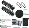 A collection of items for hanging a swing or hammock, including straps, carabiners, and tree protectors. Produktbild-Vorschau