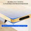 Close-up of a modern desk edge, highlighting its rounded corners and cable management. Podgląd zdjęcia produktu