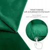 A close-up of green velvet material and a detail of a green cushion with a hand icon indicating touch. Anteprima dell’immagine prodotto