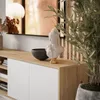 A close-up shot of a modern TV cabinet with decorative items. Produktbild-Vorschau