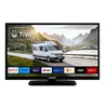 A Telefunken smart TV displaying a scene with a camper van and various app logos at the bottom. Produktbild-Vorschau