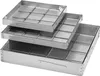 Three stacked metal trays with grid dividers, likely for a smoker or oven. Produktbild-Vorschau