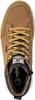 A top-down view of a brown men's boot with yellow laces. Produktbild-Vorschau
