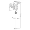 A technical drawing of a charging station stand with dimensions. Náhľad obrázku produktu