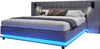 A modern upholstered bed with integrated LED lighting and bedside units. Anteprima dell’immagine prodotto