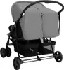 vidaXL Passeggino gemellare grigio chiaro acciaio Anteprima dell’immagine prodotto 3
