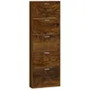 A tall, narrow shoe cabinet with five drawers, made of wood-look material. Podgląd zdjęcia produktu